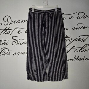 Banana Republic Tassel Drawstring Wide-Leg Pull-On Pant, Navy, S